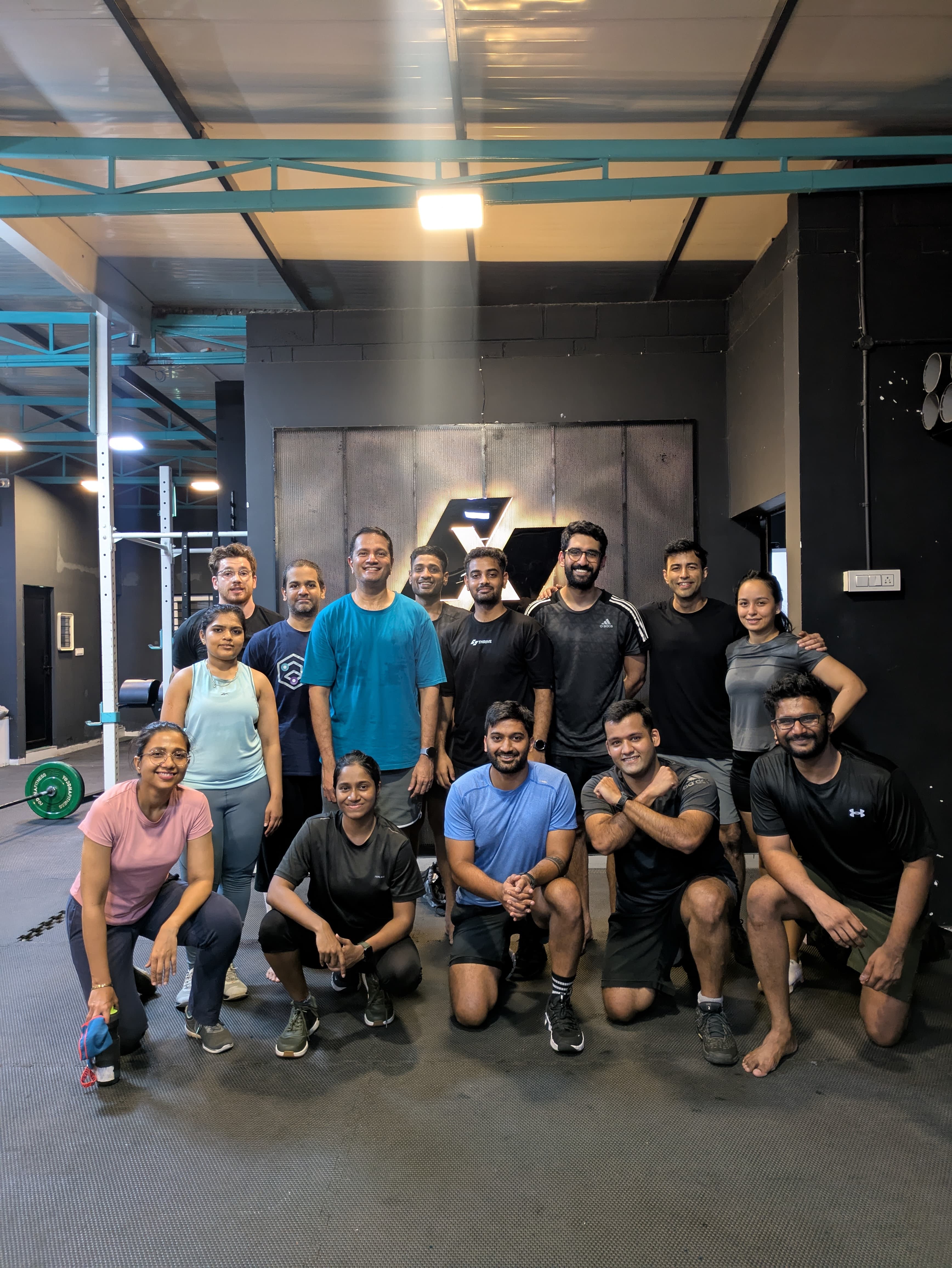 The Xthrive community in HSR Layout, members of all levels training together at Bengaluru's strength and conditioning gym.